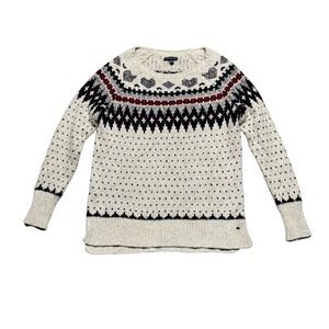 American Eagle Fair Isle‎ Heart Sweater Womens Small Wool Blend Nordic Winter